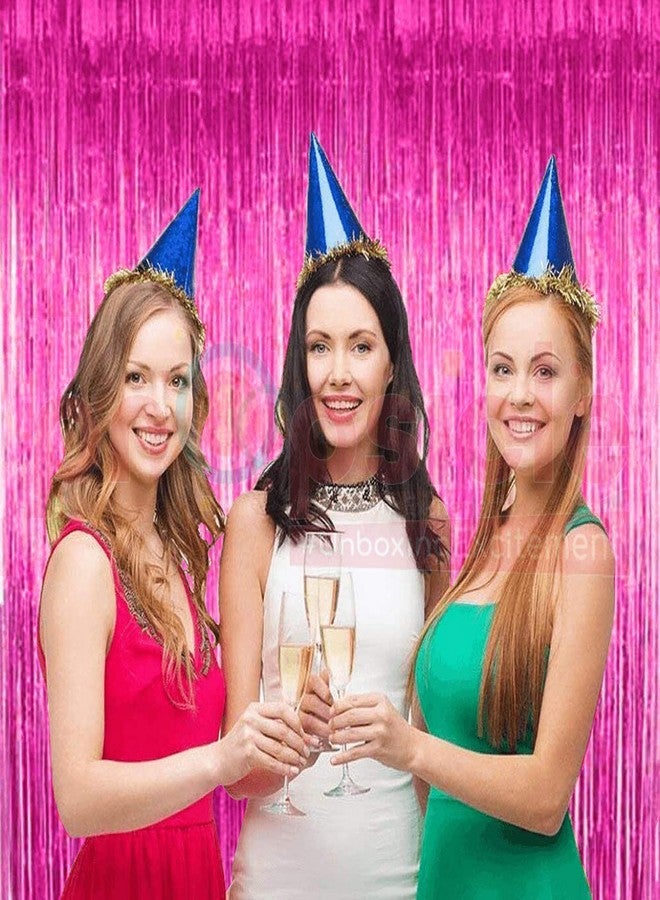 Propsicle Pink Foil Fringe Curtains 3x6 Ft Backdrop - (Pack of 2) Metallic Pink Tinsel Door/Wall Curtain for Birthday, Baby Shower, Bachelorette, Anniversary, Photo Booth, Party Decoration - Image 4